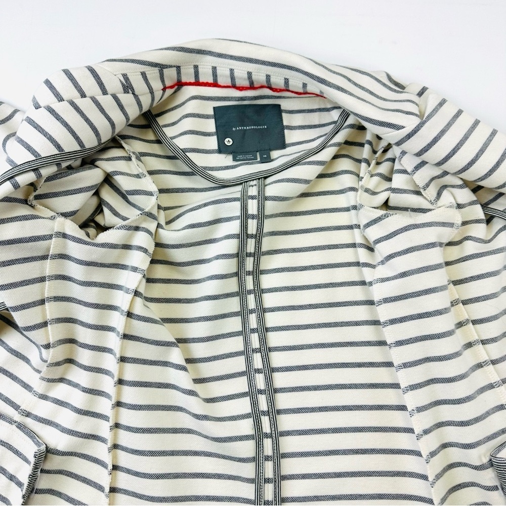 Anthropologie Francoise jersey stripe blazer Gray Ivory Knit Womens XS - Picture 13 of 16